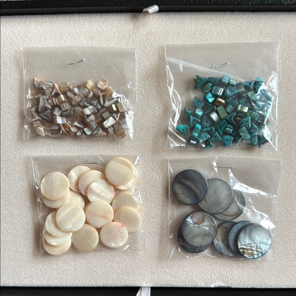 Assorted Shell Beads in Neutral and Blue Tones